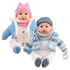 16" Realistic Baby Dolls Blue Coat Girls Boys Sounds Dummy Soft Body BiBi Doll