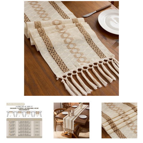 Boho macrame jute - table, runner