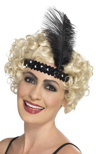 New black flapper headband - black,