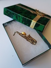 Gold Plate Saxophone Pin Brooch Future Primitive Vintage USA