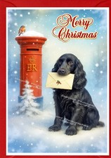 Cocker Spaniel Black Dog Christmas Card (4" x 6")  - Blank inside - by Starprint