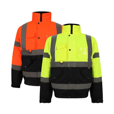 Hi Viz High Visibility 2 Tone Bomber Jacket Waterproof Workwear Security Coat