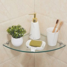  2 Pcs Corner Shelf for Shower Bathroom Glass Brackets Floating Shelves