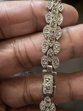 Vintage silver marcasite link bracelet