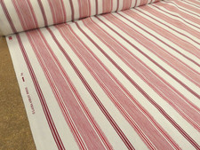 LAURA ASHLEY HEACHAM STRIPE CRANBERRY Cotton Curtain Cushion Fabric