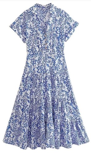 Zara blue floral cotton - zara,