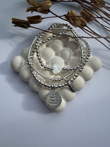 Silver plated stretch bead - silver,