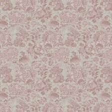 Sancerre Linen Fabric Pink Floral Toile  Chess Design Curtain Blind Upholstery