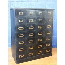 An Antique Ebonised 28 Drawer Haberdashery Industrial Bank of Drawers
