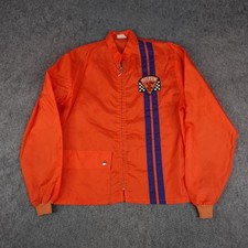 Vintage Oilzum Jacket Mens Large Orange Racing Pit Crew Oil Patch Speedjac 70s