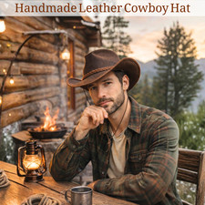 100% Real leather Cowboy Hat