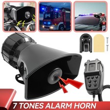 12V 100W 7 Tone Sound Car Police Siren Horn Megaphone With Mic PA Speaker System