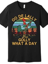 Men’s Vintage Rooster Graphic T-Shirt - "Oo De Lally Golly What A Day" Black Cot