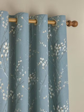 Laura Ashley Pussy Willow Pair Lined Eyelet Curtains, Dark Seaspray W167 L183cm