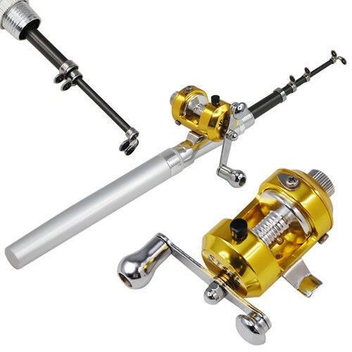 Mini silver pocket fishing rod - silver,