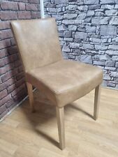 New 2 x Contemporary Vintage Tan Leather & Oak Dining Chairs *Oak Furniture Land