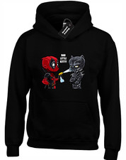 BAD LITTLE KITTY HOODY HOODIE DEAD BLACK FUNNY PANTHER WADE JOKE (COLOUR)