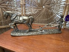 Vintage Brass Horse Plough