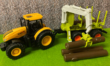 Large Tractor With Working Lights & Engine Sound + Log Grab Trailer & 4 Logs
