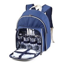 Insulated Picnic Backpack INCLUDED Plates Cutlery Glasses Opener