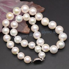Huge 12-14mm Genuine Natural White South Sea Round Pearl Necklace 18-28 inch