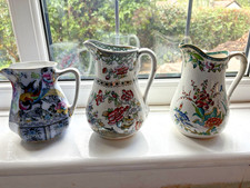 3 Staffordshire Jugs To & Co  Japan Pattern Losol Ware Flowers 1860/90s