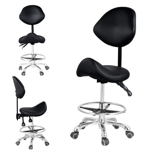Saddle stool with back support - with,