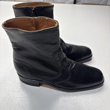 O'Sullivan Black Leather Beatle Ankle Boots Side Zip Dress Casual Size 7.5 C