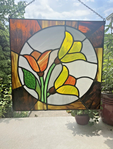 Vintage tulip leaded stained - tulip,
