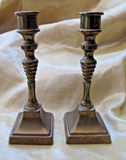 Pair Edwardian Mini Solid Brass Boudoir Candlesticks Candle Holders 12cm Tall