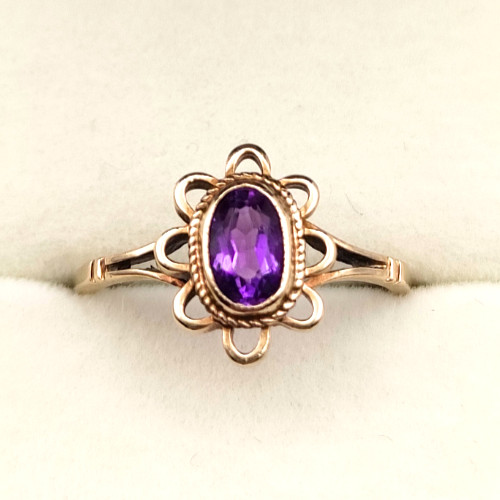 9ct gold vintage amethyst ring - 9ct,