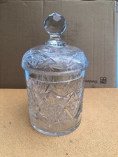 Vintage Cut Crystal Glass Bon Bon Jar Biscuit Barrel