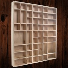 Large Wooden Display Cabinet Trinket Shelf | 51 Compartments | 52 x 46 x 5 cm