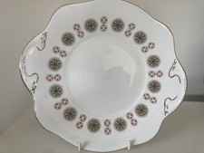 Royal Tara Vintage Cake Plate,  Rare pattern   gold silver  platinum accents