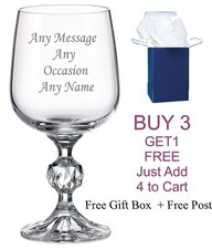Personalised Crystal Wine Glass Birthday Gift 18th 21st 30th 40th 50th 60th 70th