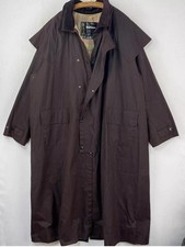 Barbour Stockman Wax Coat Mens Large Brown Long Country Trench Overcoat