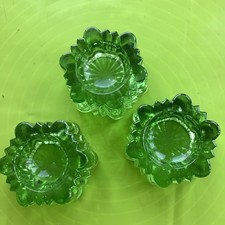 3 Antique Green Glass Piano