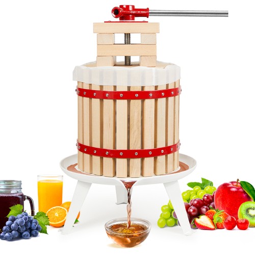 Wood basket fruit press - wood,