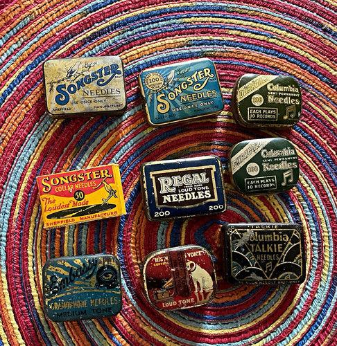 Vintage gramophone needle tins - vintage,