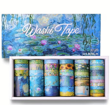 Christmas Gift 32 Rolls x 300 CM Floral Washi Tape - Van Gogh & Monet Art Set