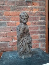 Old oak Saint carving, staircase finial oak Saint carving, oak finial.