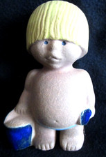 Swedish Figures by Lisa Larson For Gustavsberg  Children Beach Baby with Pail
