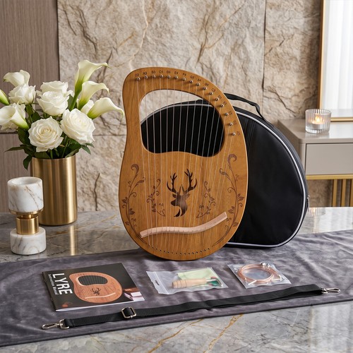 String wooden lyre harp - string,