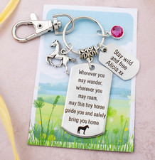 Personalised Horse Keyring, Riding Gifts, Run Wild, Equestrian Bag Charm, Pony