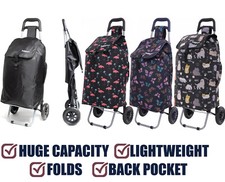 Hoppa Large 57 Litre Capacity Lightweight 2 Wheel Shopping Trolley Bag Cart Fold