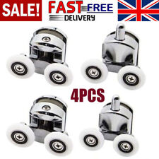 4PCS Heavy Duty Twin Top & Bottom Shower Door Rollers Runners Slide Pulleys
