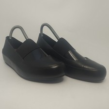 Women's FitFlop Due Slip On Black Leather Shoes Size UK 6 Eur 39 Mary Jane Style