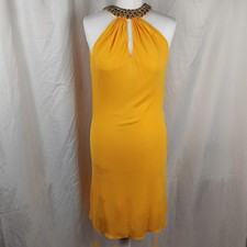 Marcelane Womens Dress Size UK 10 Orange Halter Neck Style Beading Detail Glam