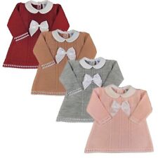 Baby Girl DRESS Knitted Bow Long Sleeved Spanish Style 