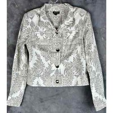 Worth New York White Multi Colored Floral Print Jacket sz 6 (13526)